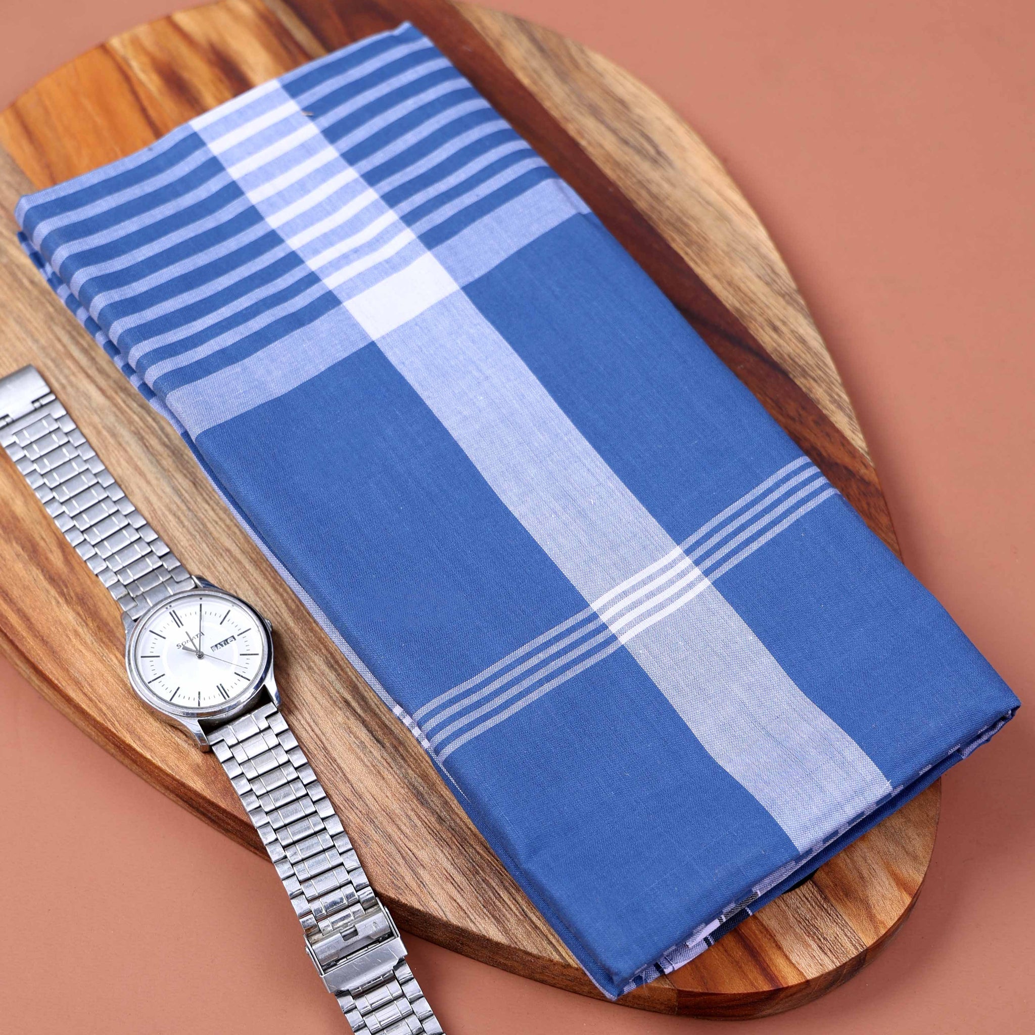 999 Brand Men's Premium Cotton Striped 2.10 Meter Stitched Lungi - Multi