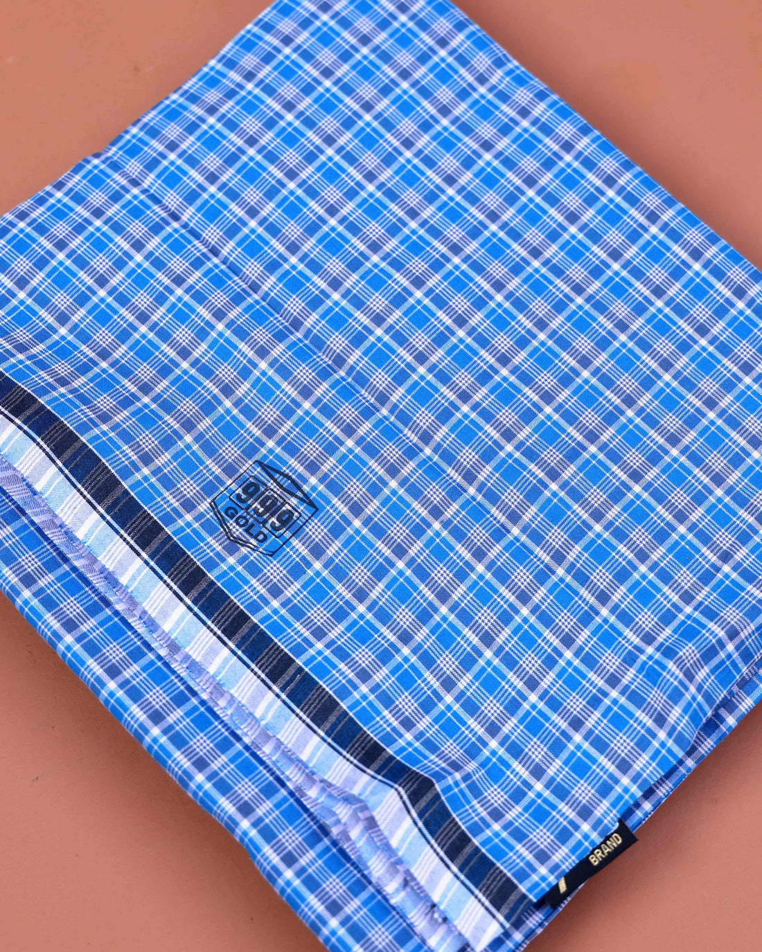 999 Brand Men's Premium Cotton Checked 2.10 Meter Stitched Lungi - Blue