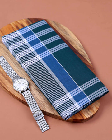 999 Brand Men's Premium Cotton Striped 2.10 Meter Stitched Lungi - Multi