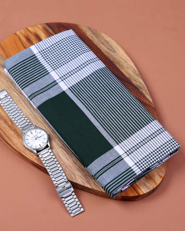 999 Brand Men's Premium Cotton Striped 2.10 Meter Stitched Lungi - Multi