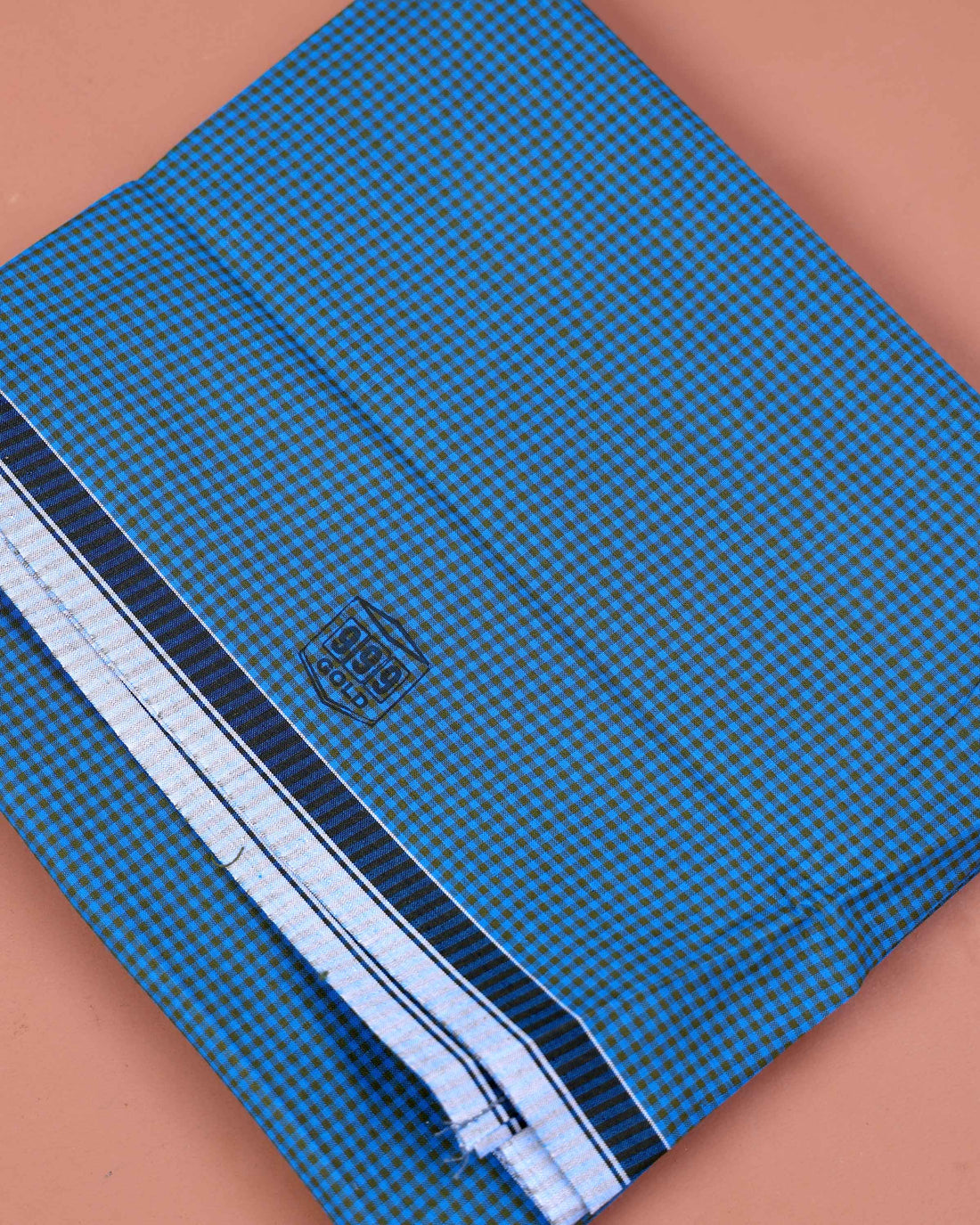 999 Brand Men's Premium Cotton Checked 2.10 Meter Stitched Lungi - Teal