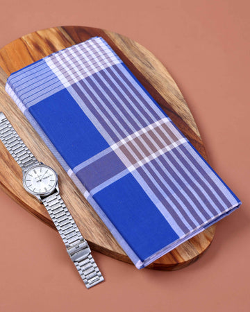 999 Brand Men's Premium Cotton Striped  2.10 Meter Stitched Lungi - Multi