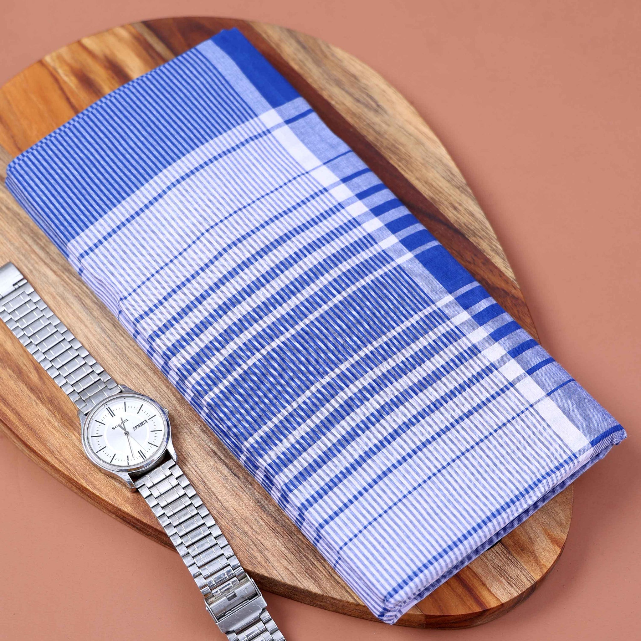 999 Brand Men's Premium Cotton Striped  2.10 Meter Stitched Lungi - Multi