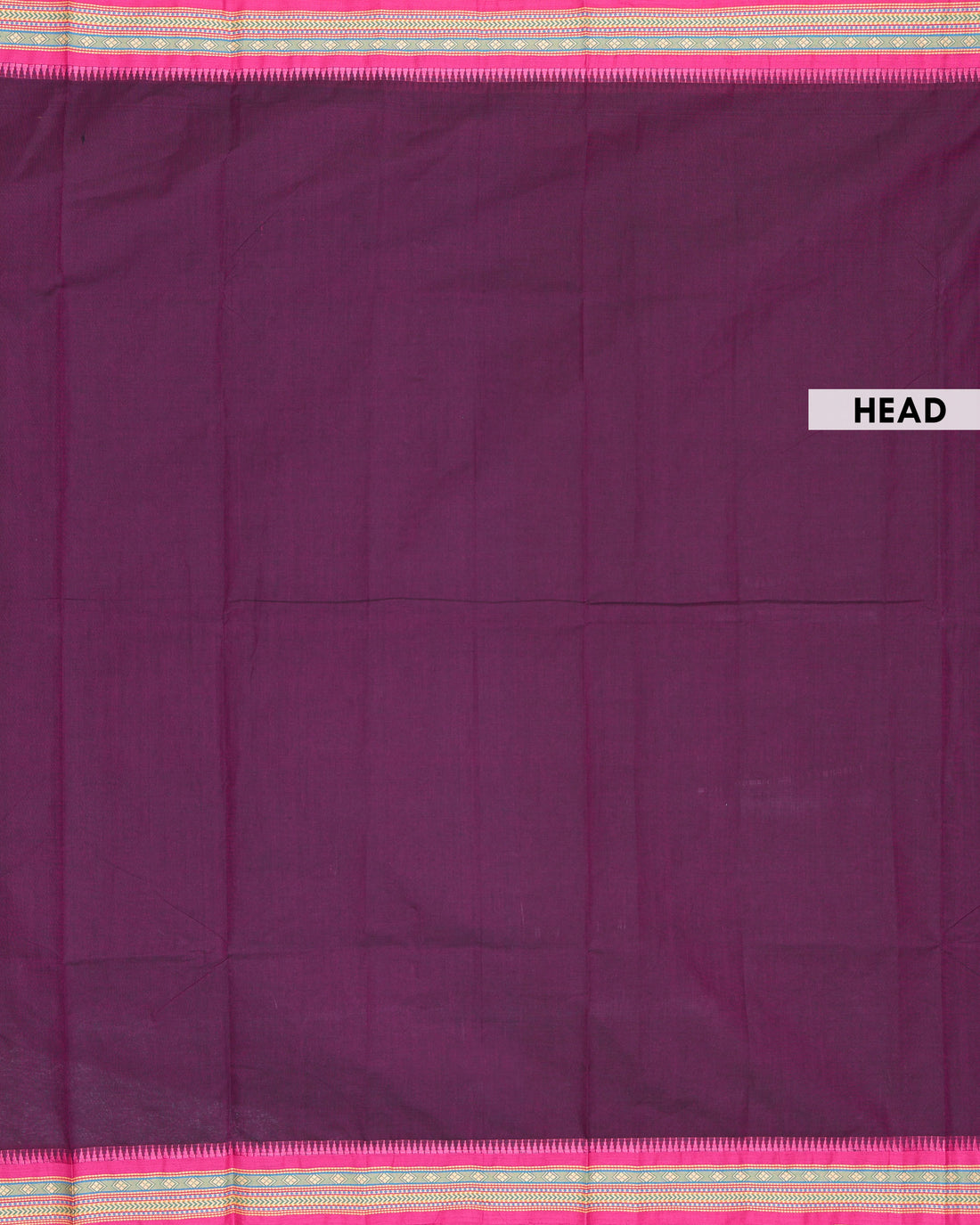 Traditional Handloom Chettinad Cotton Saree with Intricate Contrast Woven Border and Temple Pattern - Purple