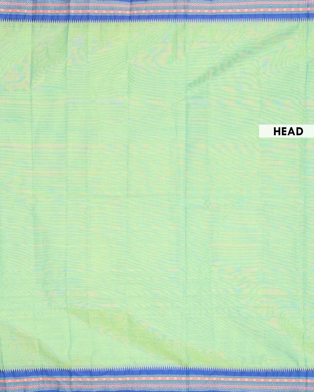 Traditional Handloom Chettinad Cotton Saree with Intricate Contrast Woven Border and Temple Pattern - Light Green