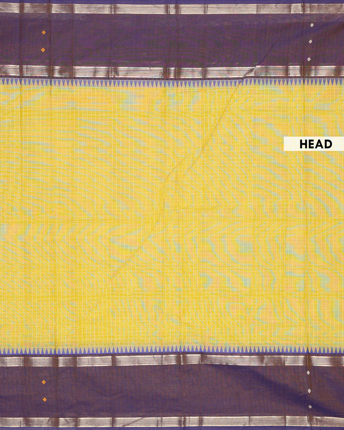 Traditional Handloom Chettinad Cotton Saree with Contrast Temple Border and Zari Weave - Yellow