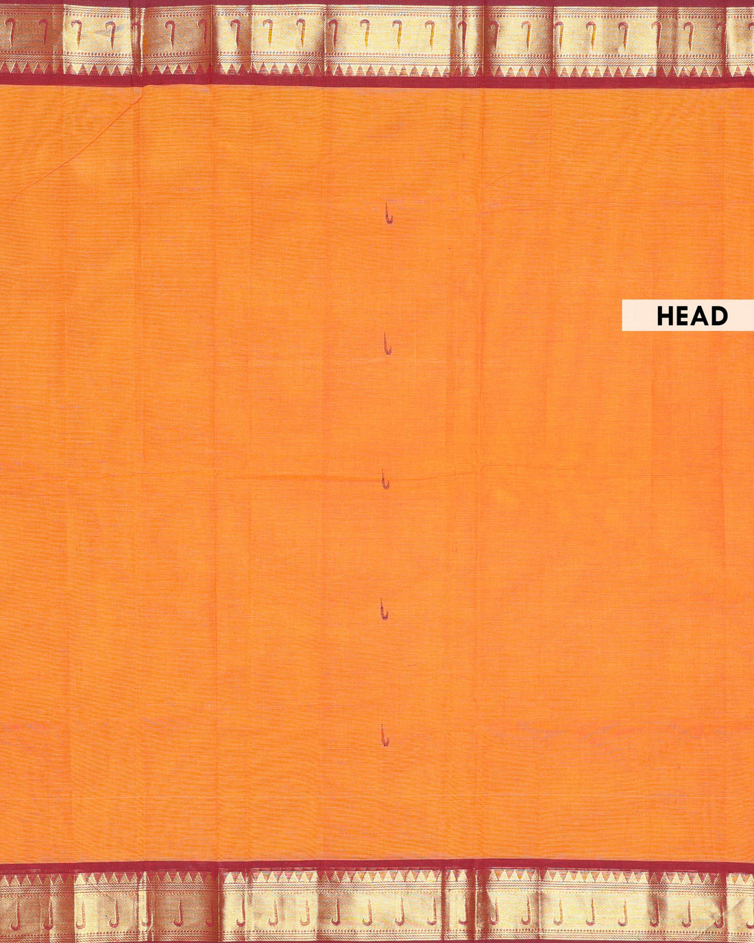 Traditional Handloom Chettinad Cotton Saree with Traditional Zari Border - Orange