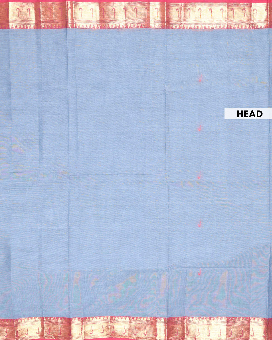 Traditional Handloom Chettinad Cotton Saree with Traditional Zari Border - Light Blue