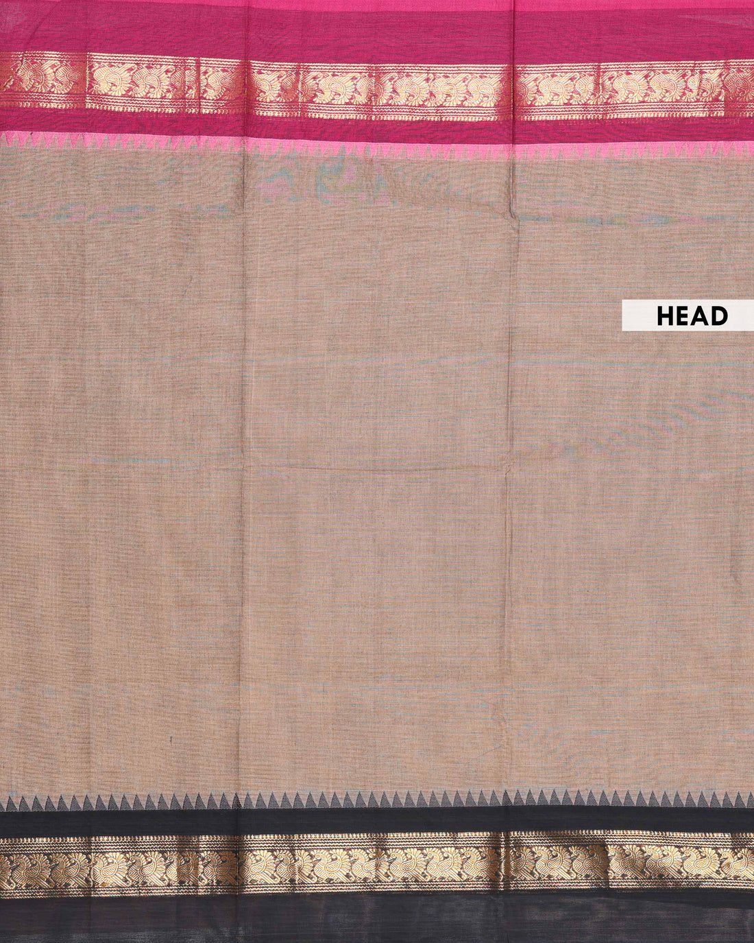 Elegant Handloom Chettinad Cotton Saree with Classic Woven Pattern and Zari Border - Brown