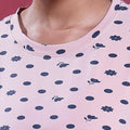 Women’s Printed Nightwear Set Short Sleeve Round Neck Top with Full Length Pajama Pants, Pink