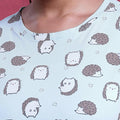Women’s Printed Nightwear Set Short Sleeve Round Neck Top with Full Length Pajama Pants, Aqua Blue