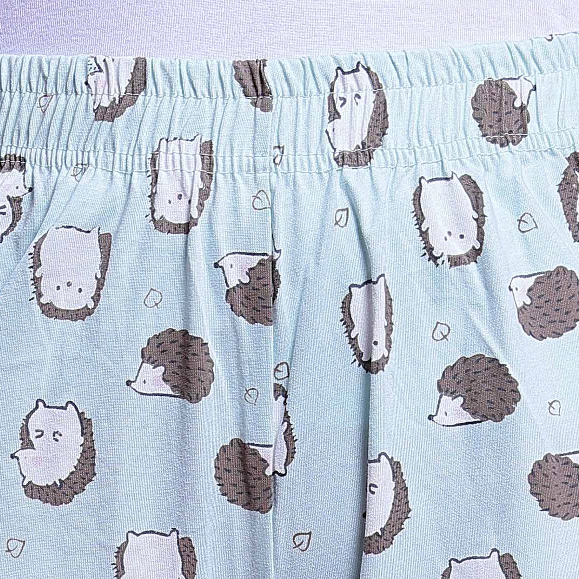 Women’s Printed Nightwear Set Short Sleeve Round Neck Top with Full Length Pajama Pants, Aqua Blue