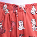 Women’s Printed Nightwear Set Short Sleeve Round Neck Top with Full Length Pajama Pants, Orange