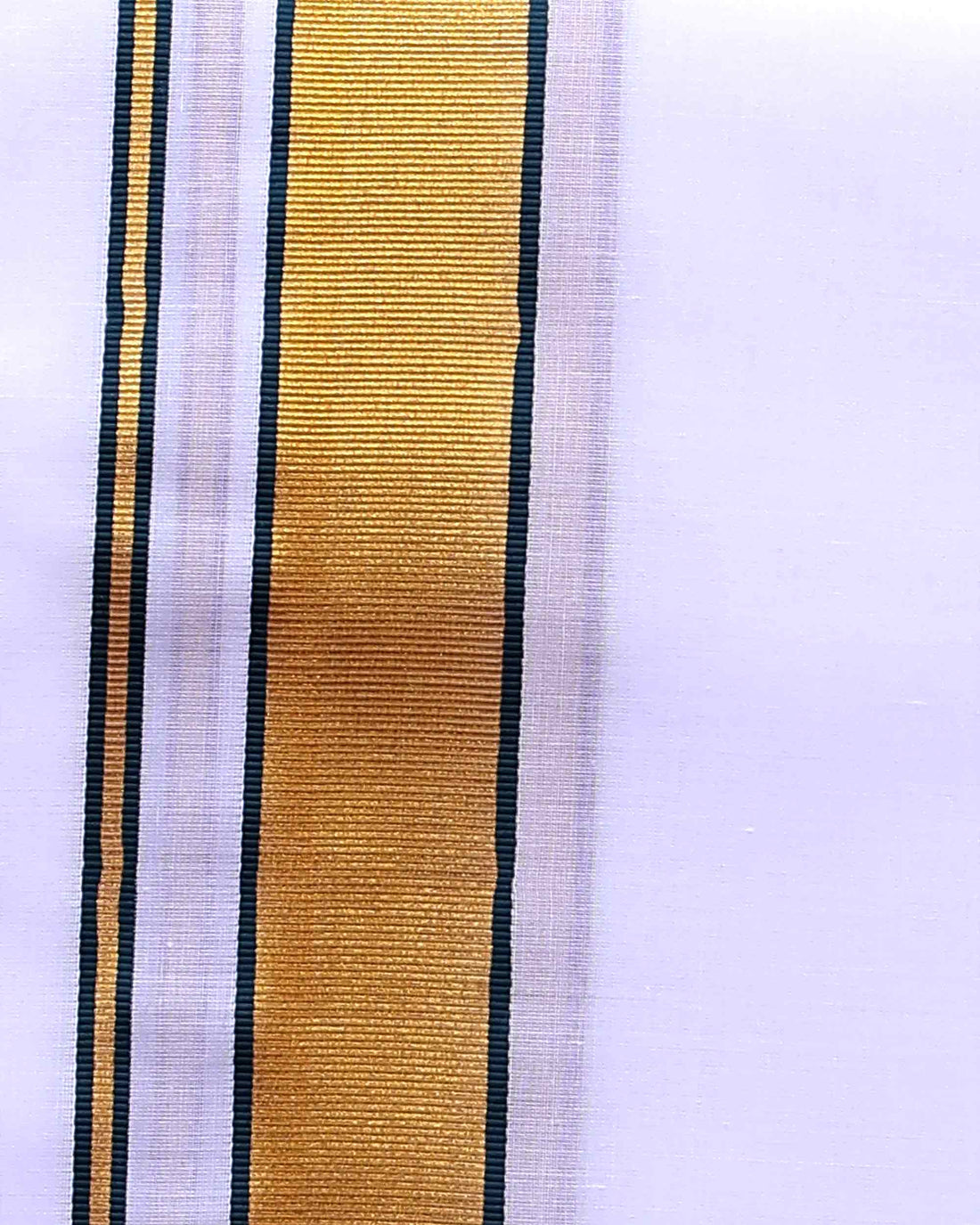 Men’s Traditional Handloom 9+5 Meter Cotton Dhoti with Gold Border - Off White