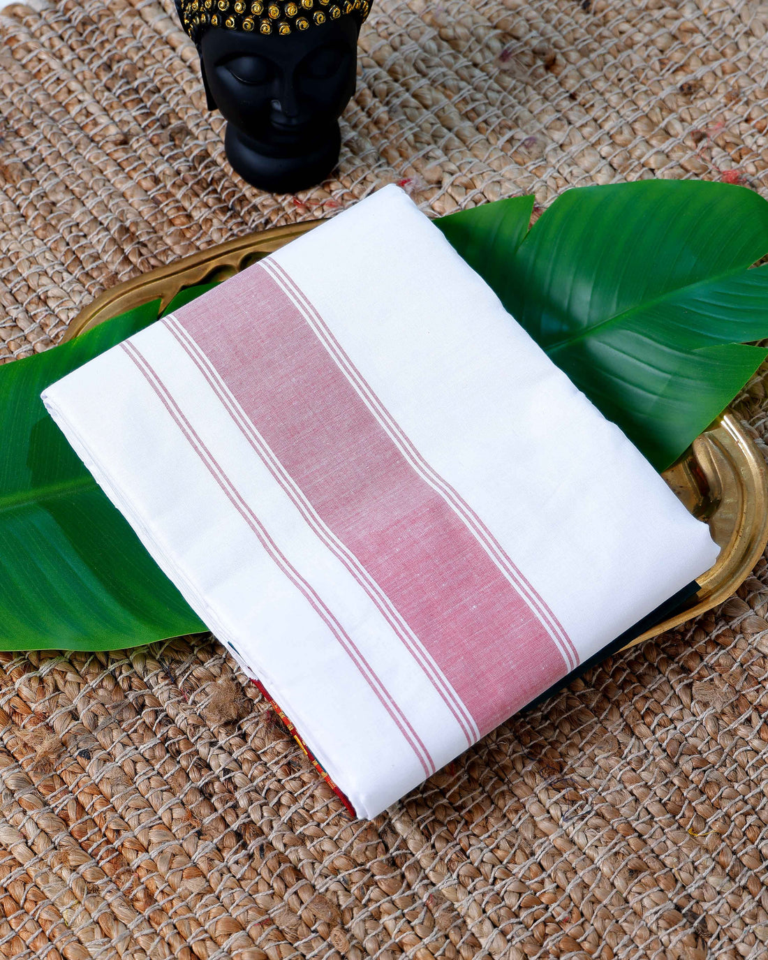 Men’s Cotton Dhoti with Multi Zari Border - White