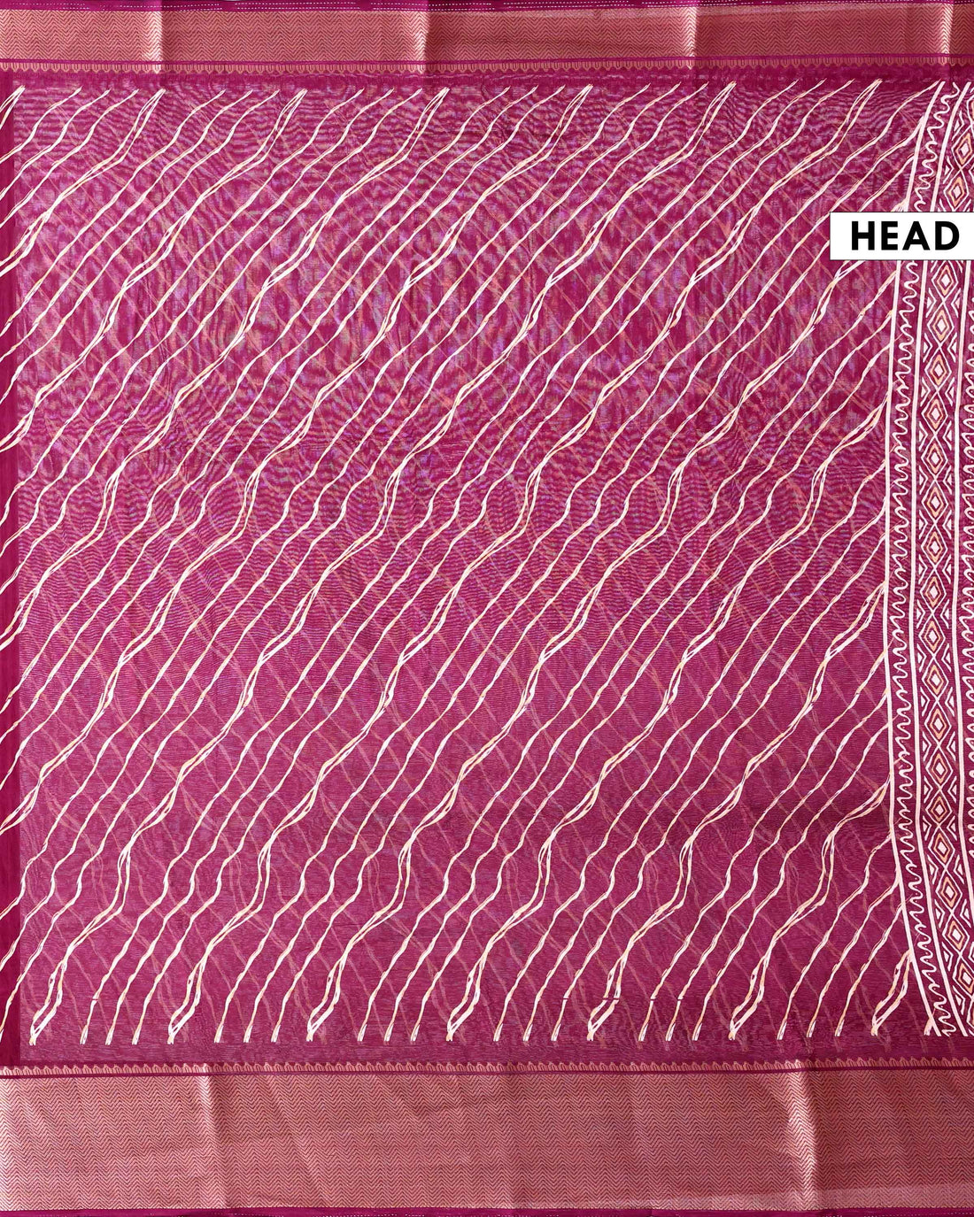 Elegant Dola Saree with Leheriya Inspired Print and Classic Zari Woven Border - Wine