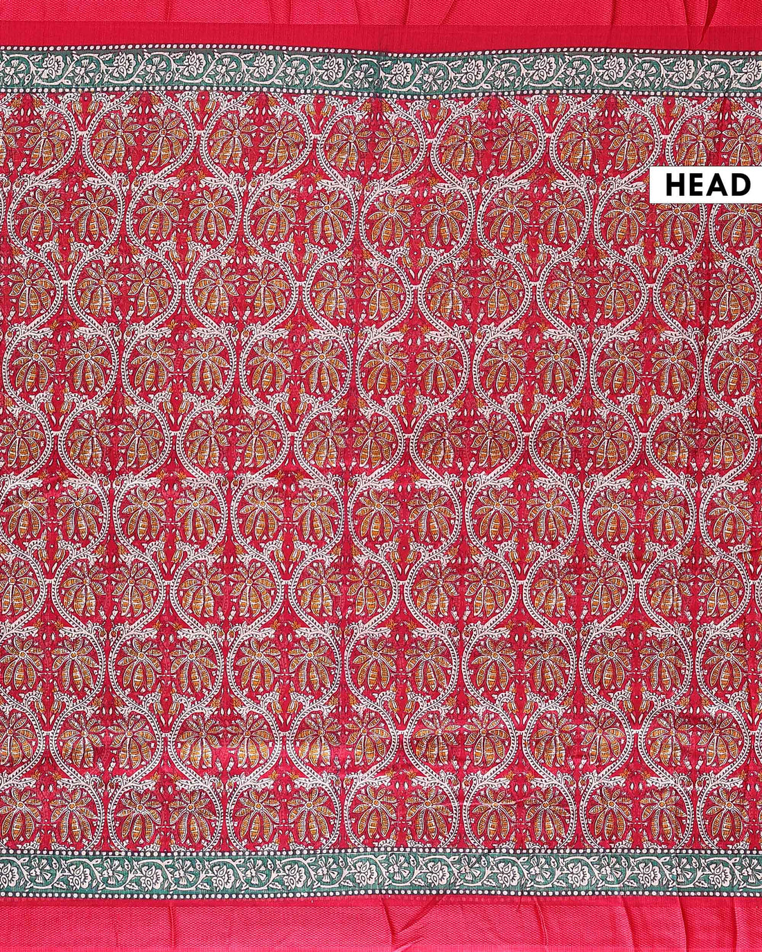 Elegant Georgette Floral Printed Saree With Plain Border - Red