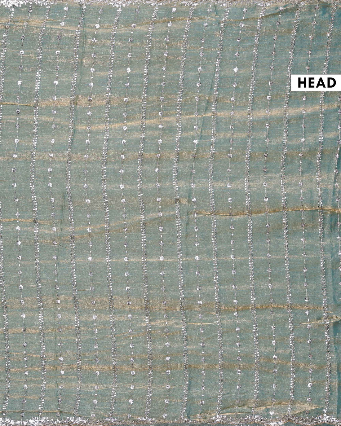 Elegant Sequence Embellished Fancy Saree With a Scalloped Border - Mint Green