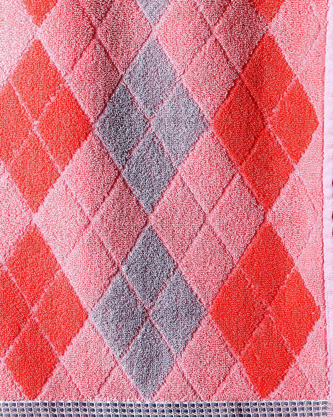 Home & Travel Use Towel with Soft Terry and Diamond Weave - Pink