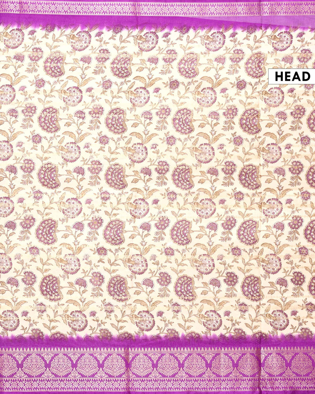 Elegant Dola Saree with Floral Butta Motifs and Classic Zari Woven Contrast Border - Cream