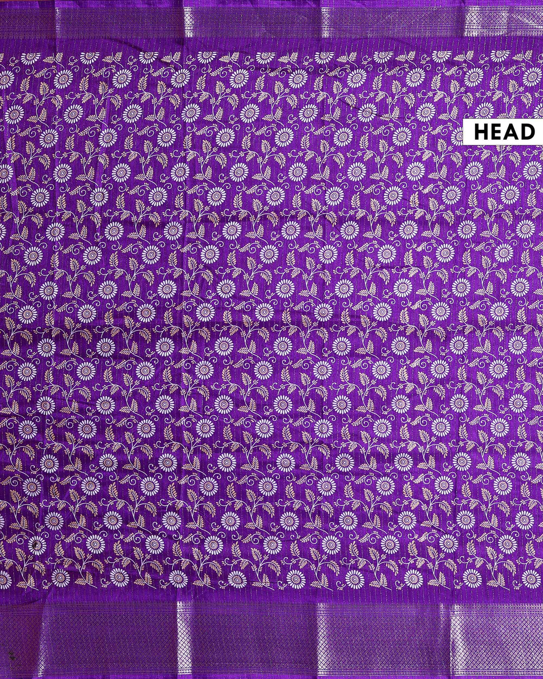 Elegant Dola Silk Saree with All-Over Floral Vine Motifs and Rich Traditional Zari Woven Border - Purple