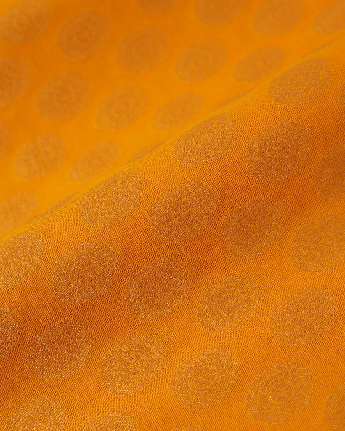 Traditional Women’s Cotton 1 Meter Blouse Material with Smooth Plain Floral Weave - Yellow