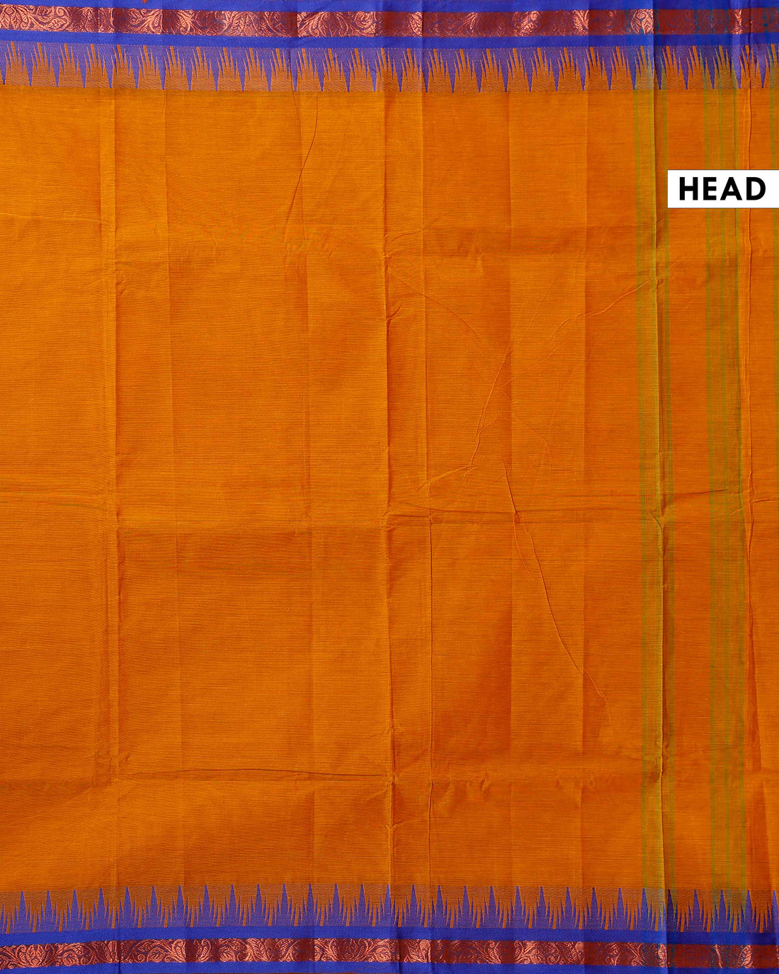 Traditional Chettinad Cotton Saree with Contrast Temple Border and Intricate Zari Detailing - Mustard