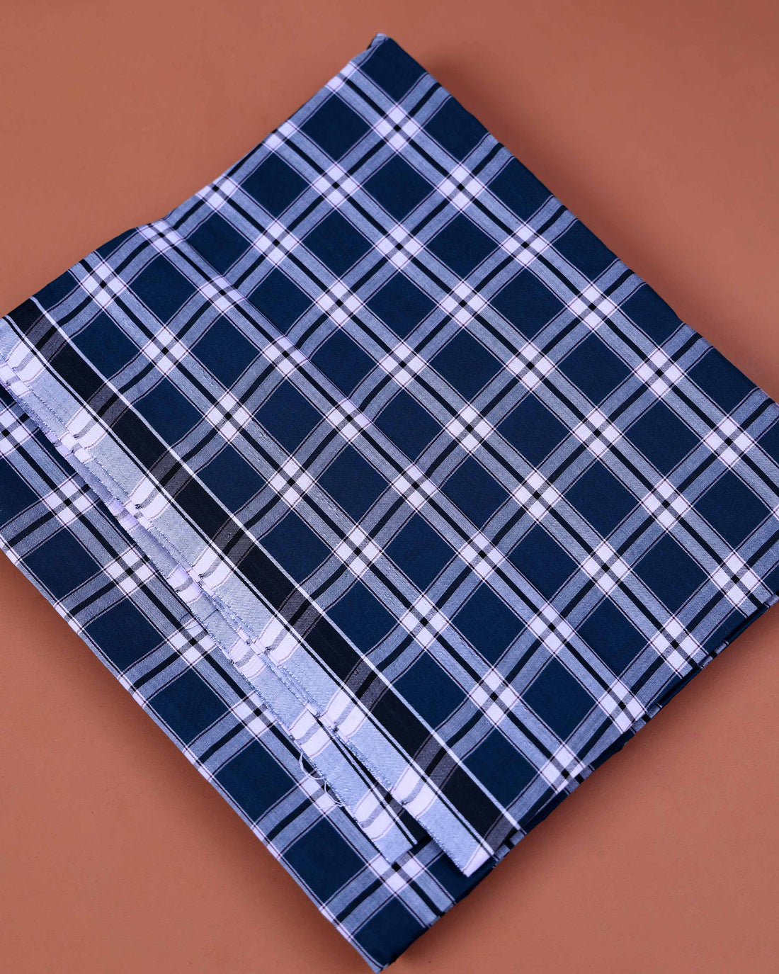 Nandu Brand Men's Premium Cotton Checked 2.20 Meter Stitched Lungi - Teal