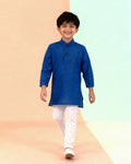 Boys Festive Kurta Set with Mandarin Collar, Blue