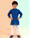 Boys Festive Kurta Set with Mandarin Collar, Blue
