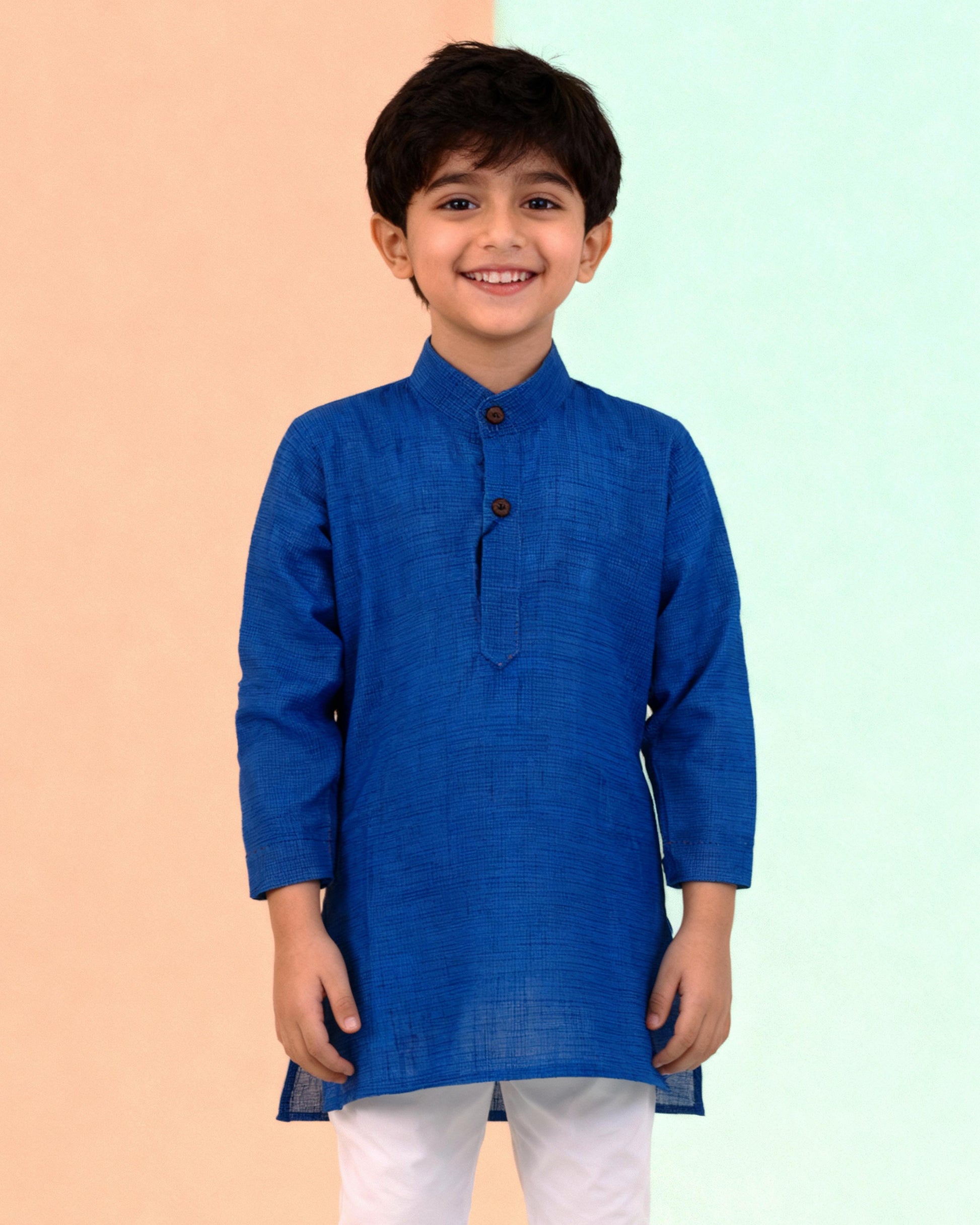 Boys Festive Kurta Set with Mandarin Collar, Blue