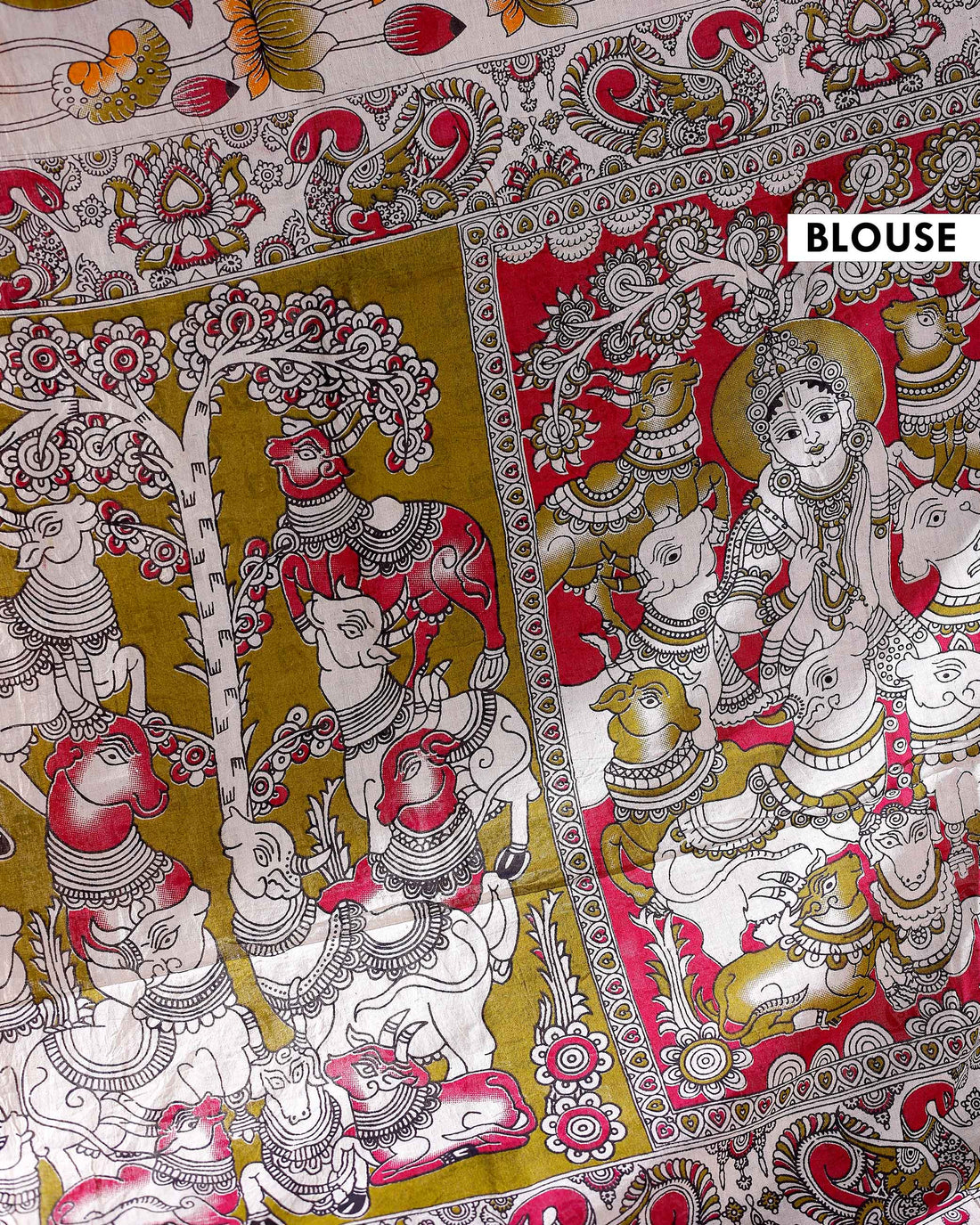 Traditional Handloom Kalamkari Cotton Saree with Intricate Floral and Avian Motifs - Off White