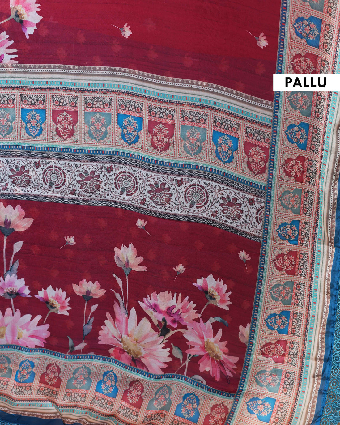 Elegant Maroon Georgette Saree with Multicolour Floral Print