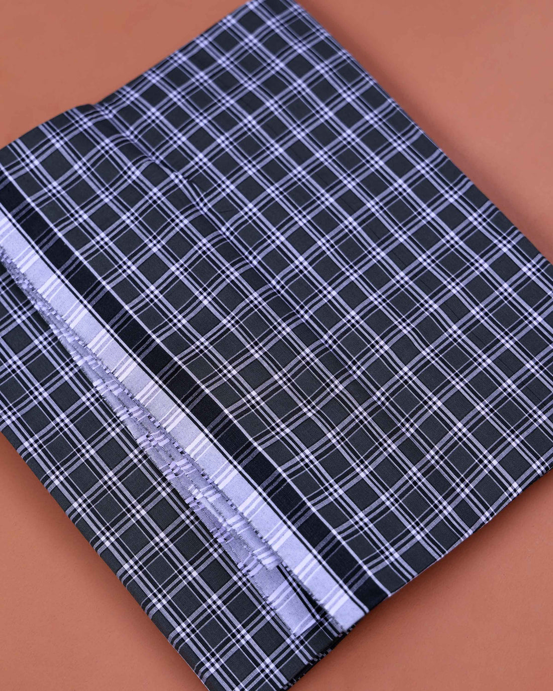 Nandu Brand Men's Premium Cotton Checked 2.20 Meter Stitched Lungi -Dark Grey