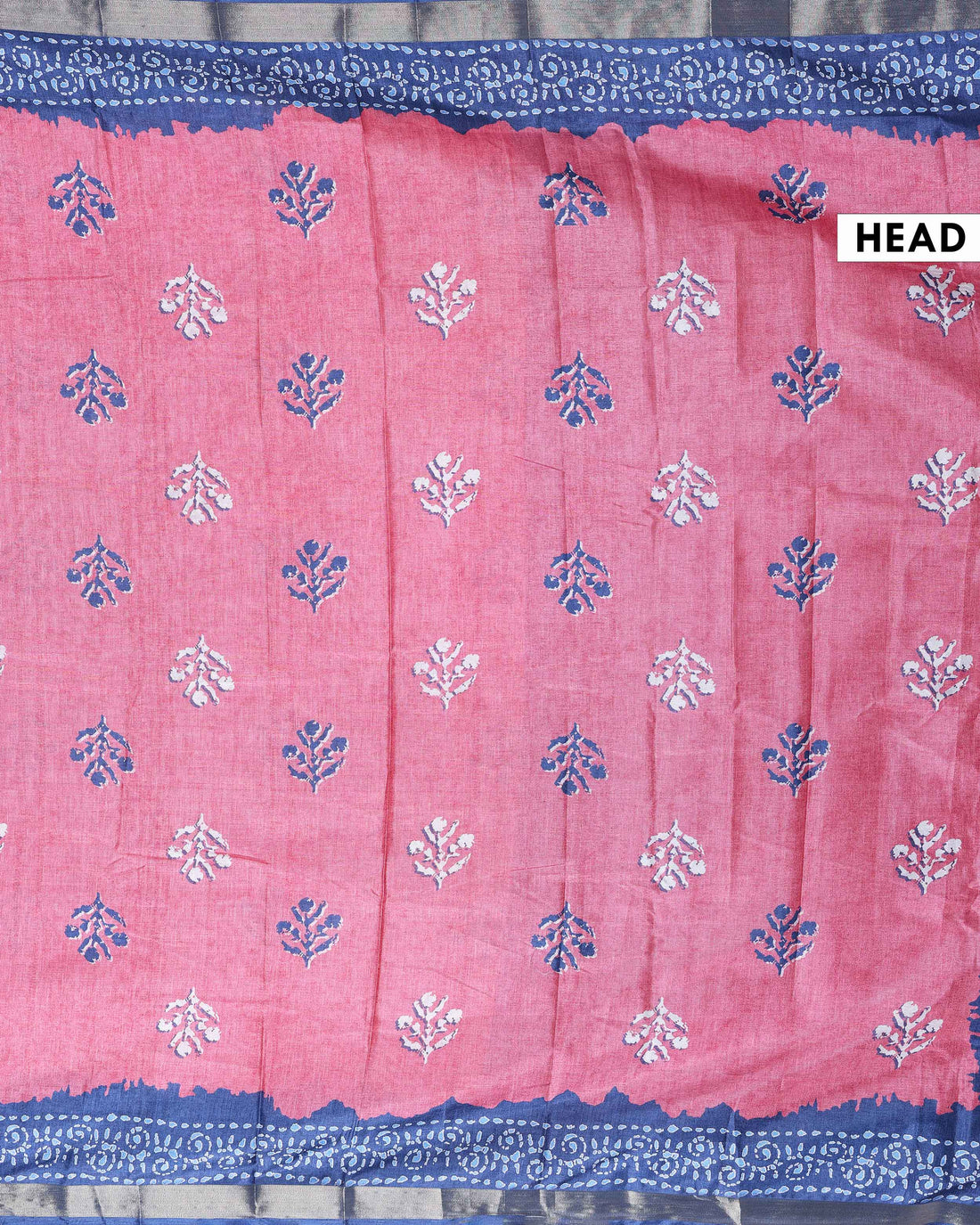 Elegant Dola Saree with Floral Motifs and Contrast Border -Pink