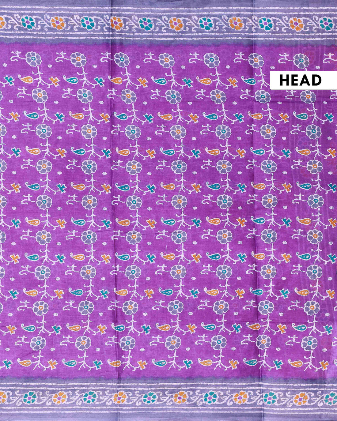 All-Over Floral Printed Voile Saree with Intricate Contrast Border – Violet