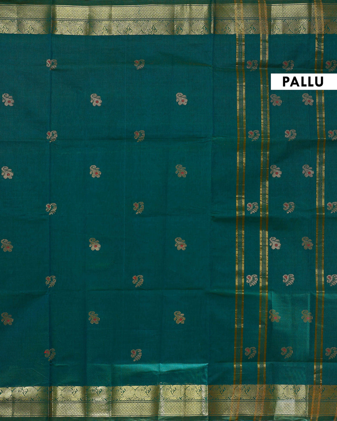 Handloom Venkatagiri Cotton Saree with Traditional Zari Border and Intricate Weave - Green