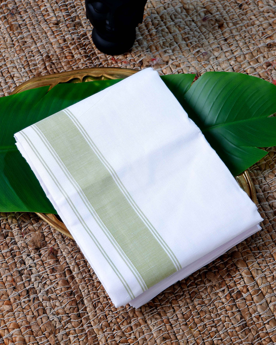 Men’s Cotton Dhoti with Multi Colour Border - White