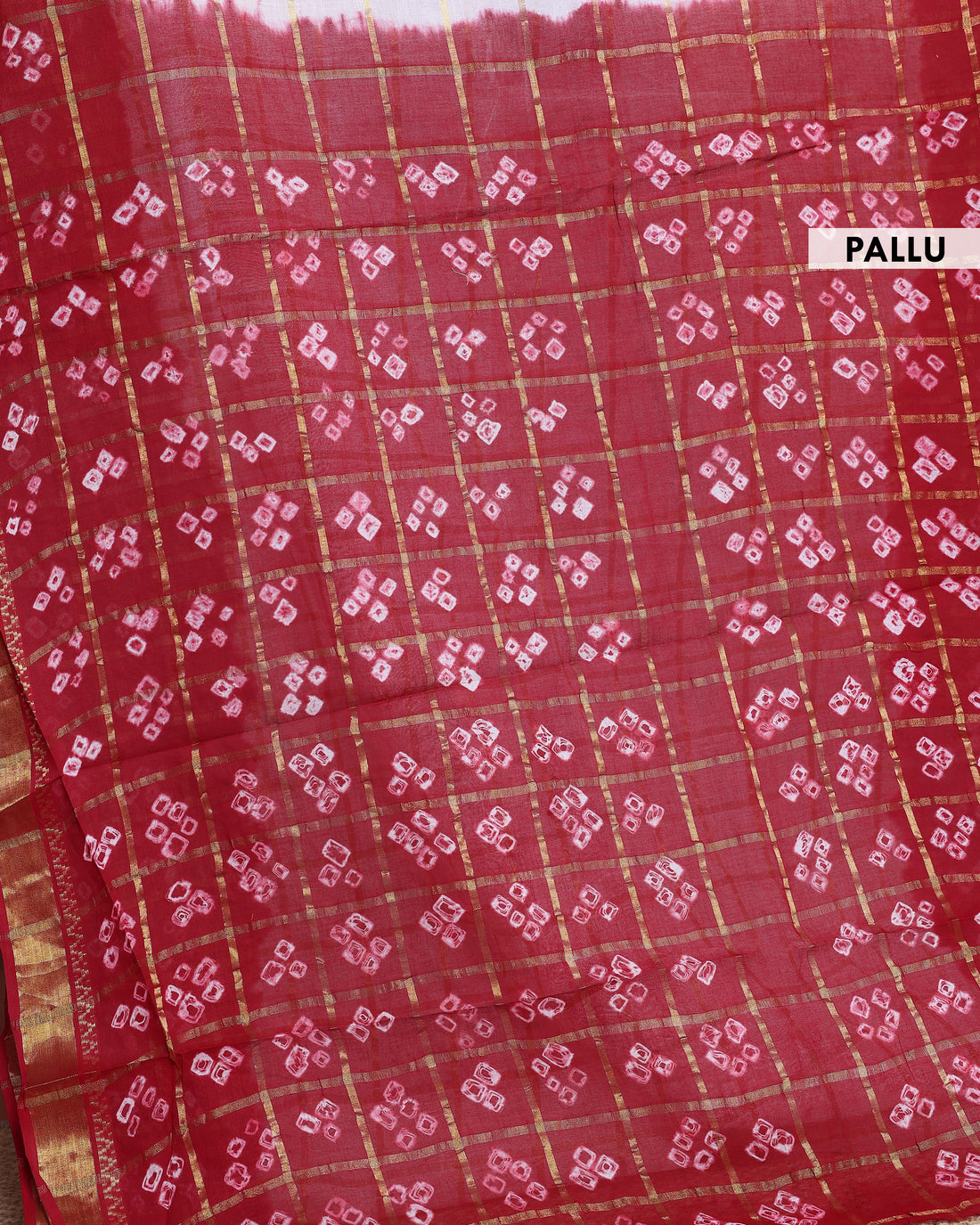 Elegant Bandhani Saree with Traditional Tie-Dye Motifs and Zari Border - White