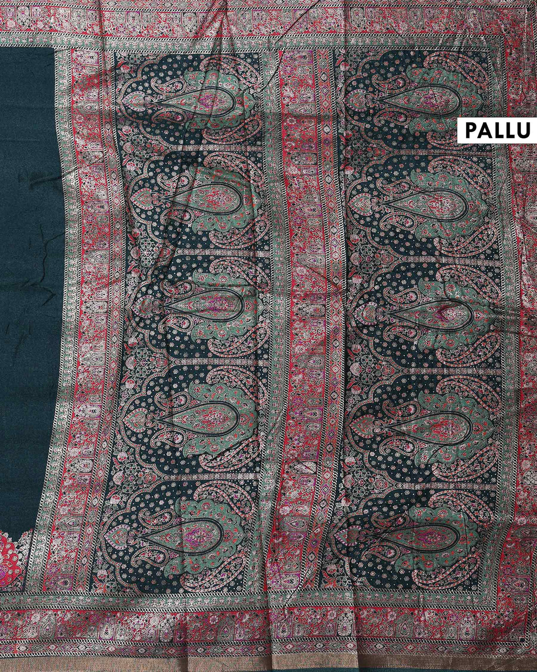 Elegant Art Silk Saree with Intricate Traditional Motif Border and Pallu - Dark Green