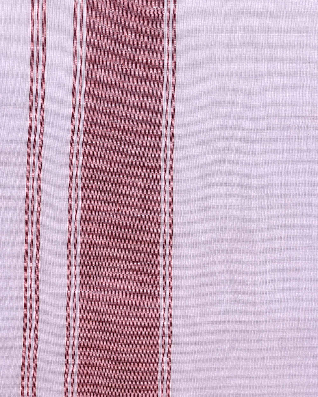 Men’s Traditional Handloom 10+6 Meter Cotton Dhoti with Multi Border - White