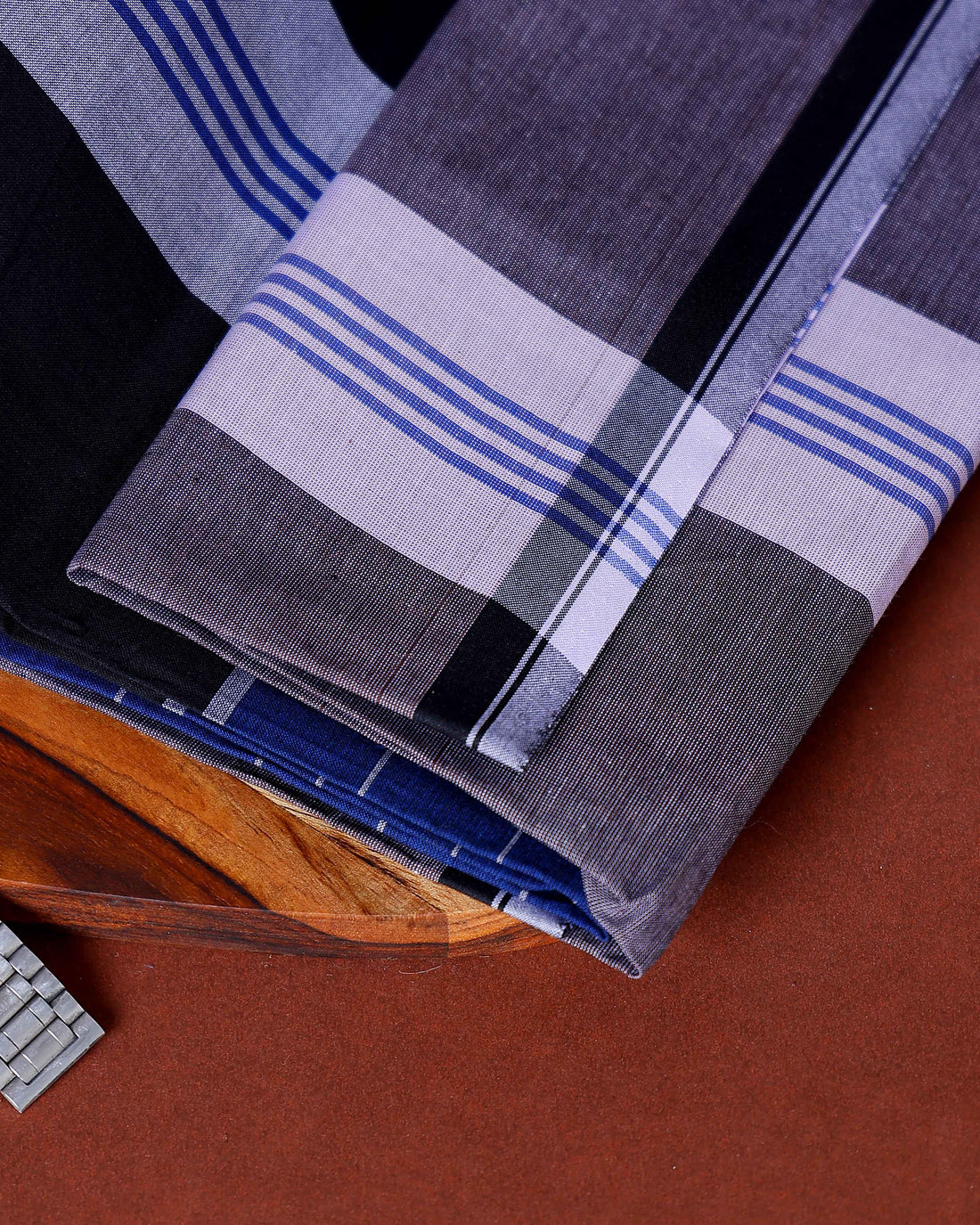 Kibs Brand Men's Premium Cotton Striped Lungi Stitched - Black