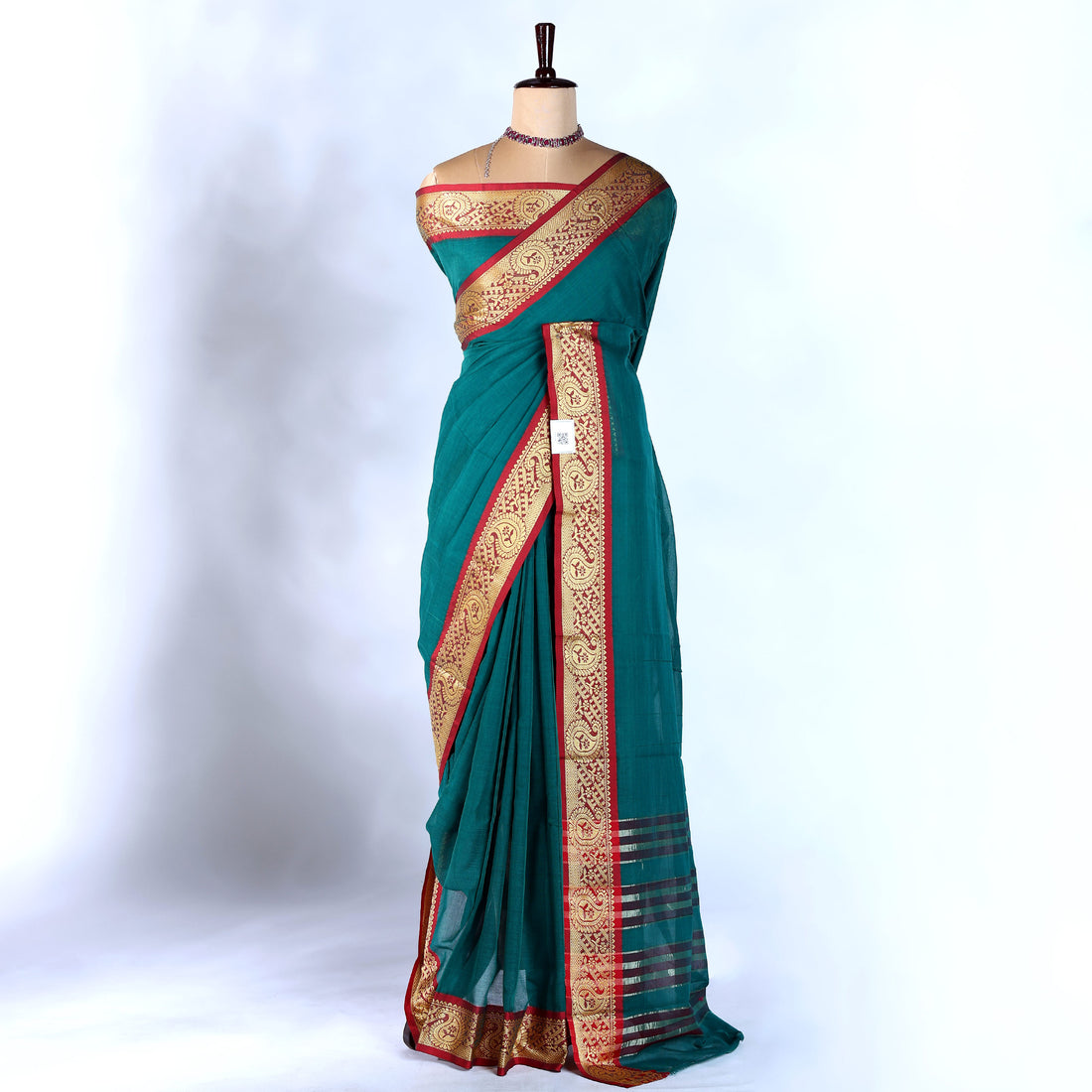 Teal Mangalagiri Cotton Saree for Women | Festive Summer Collection | Jeyachandran - Full View