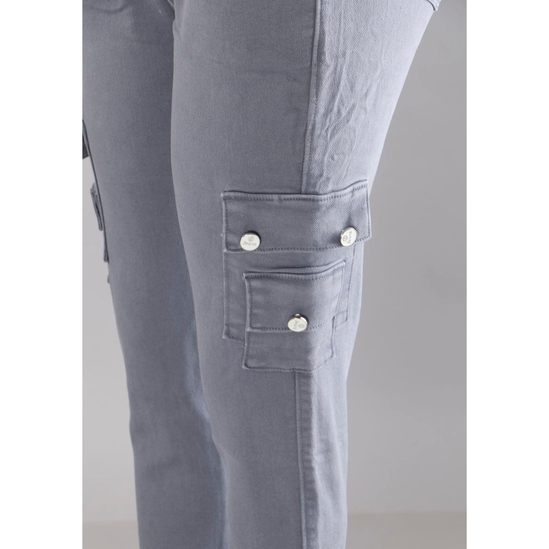 Women Grey Jogger Cargo Jeans
