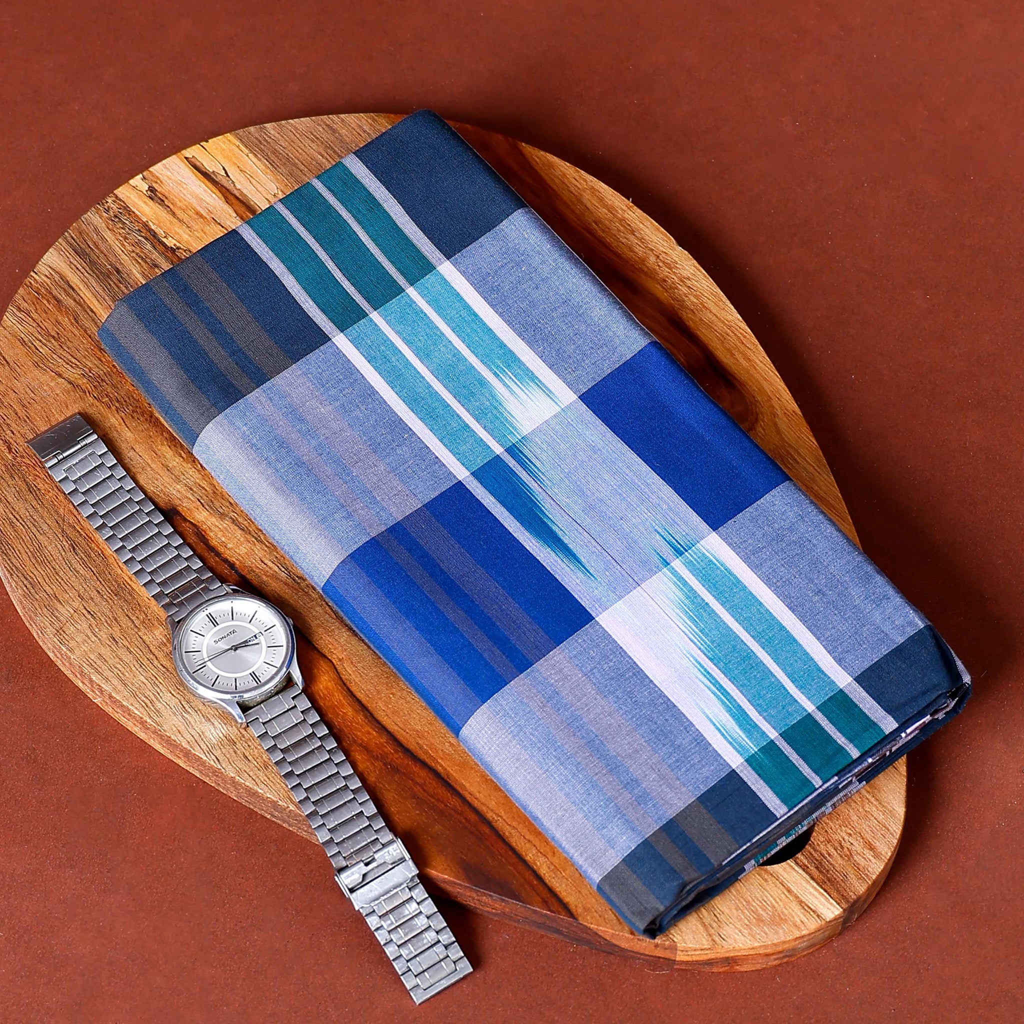 Nandu Brand Men's Premium Cotton Checked Lungi Stitched - Multi