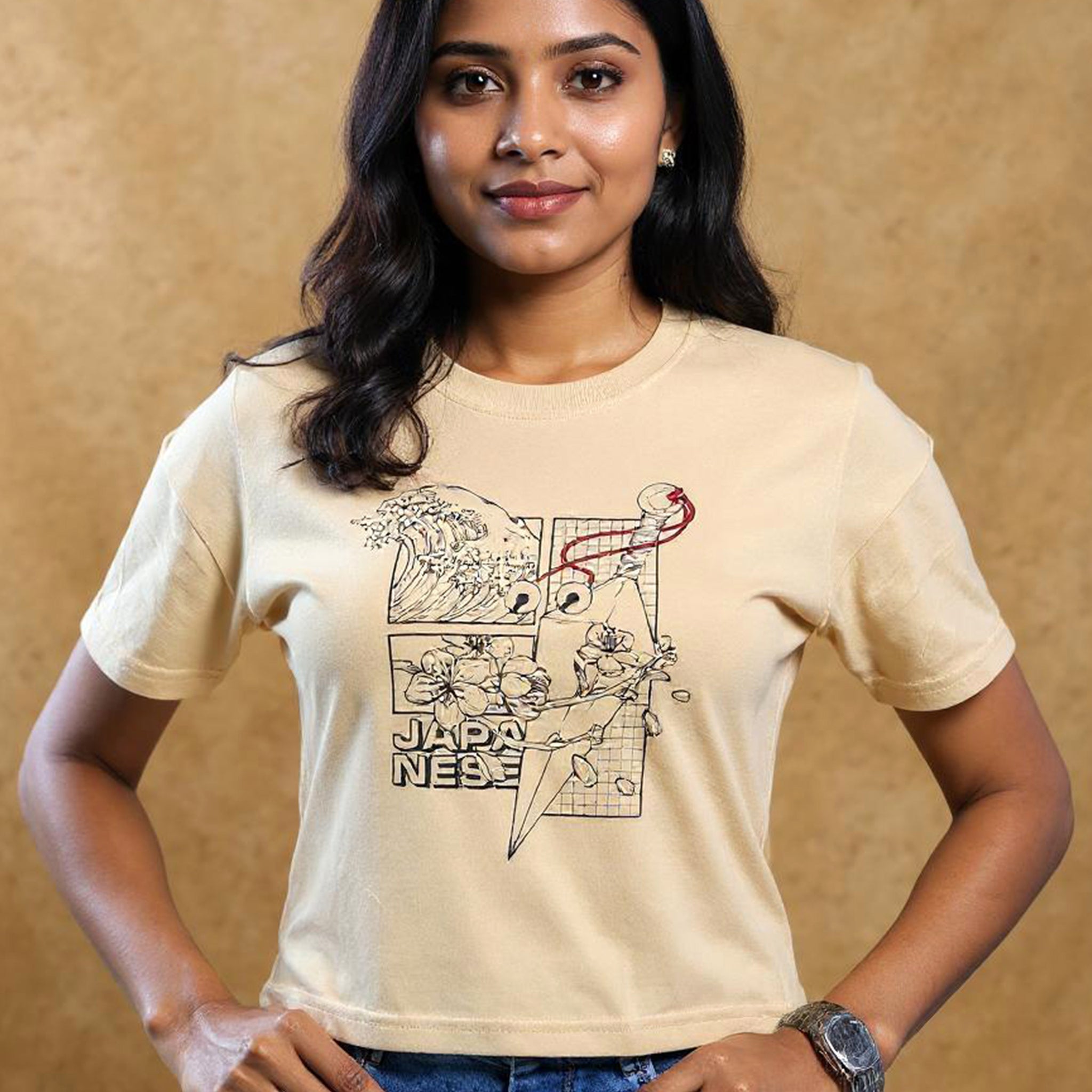 Graphic Crop T-Shirt for Women- Sandal