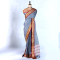 Grey Mangalagiri Cotton Saree for Women | Festive Summer Collection | Jeyachandran - Full View