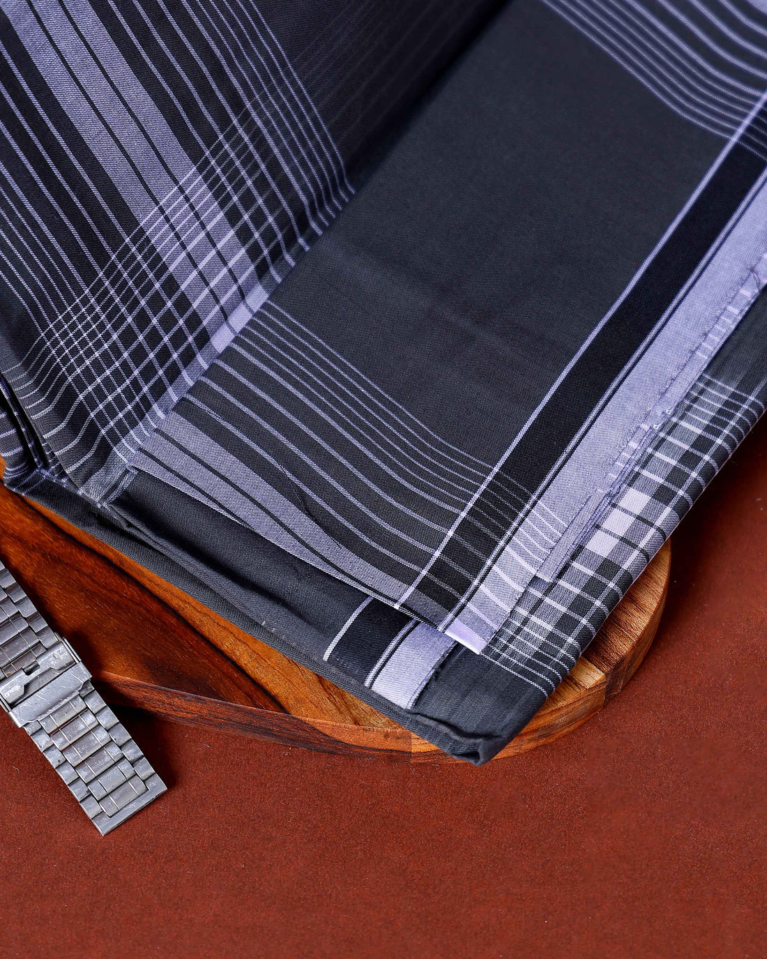 Nandu Brand Men's Premium Cotton Striped Lungi Stitched - Multi