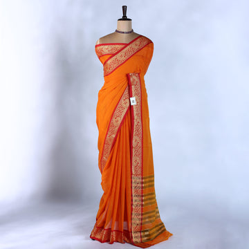 Yellow Mangalagiri Cotton Saree for Women | Festive Summer Collection | Jeyachandran - Full View