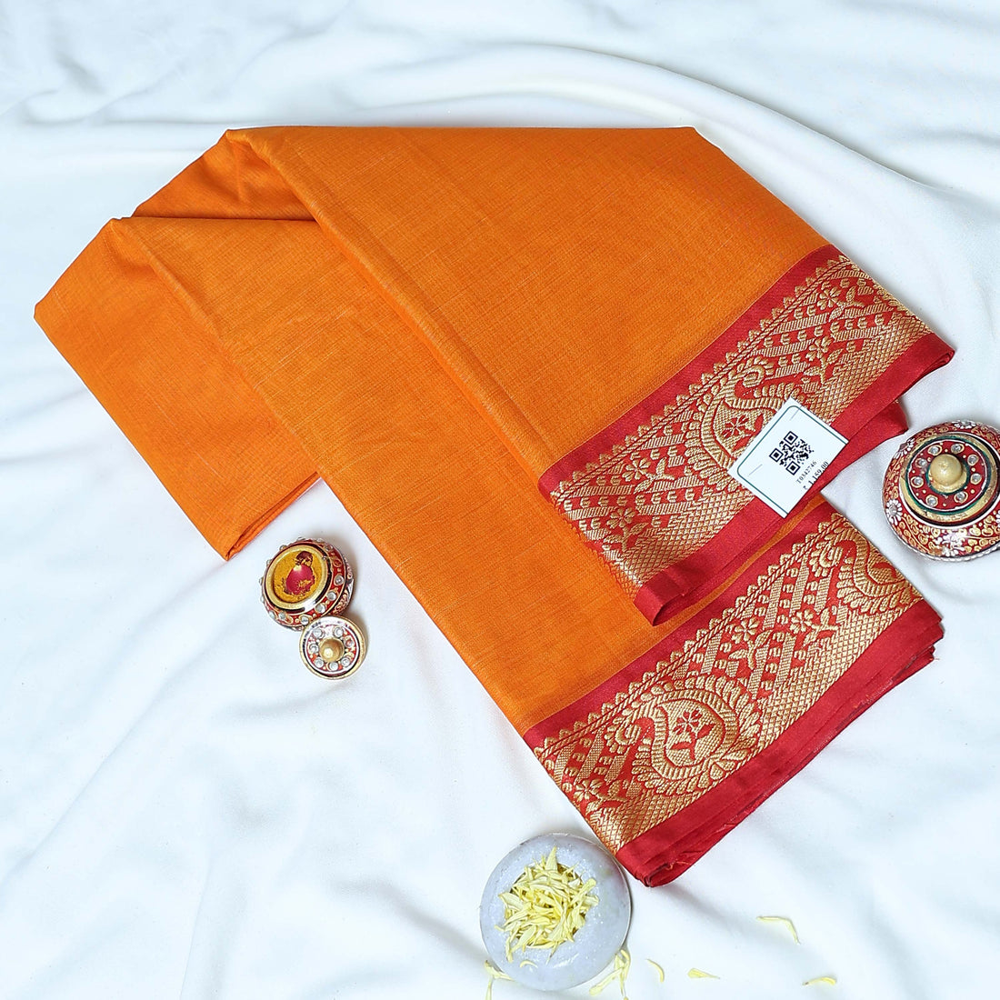 Yellow Mangalagiri Cotton Saree for Women | Festive Summer Collection | Jeyachandran - Full View